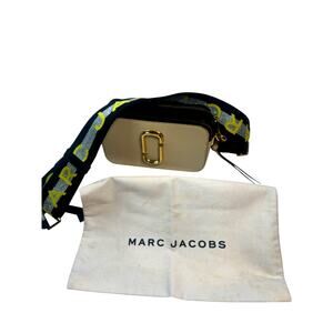 Marc Jacobs Snapshot Camera Bag Beige Black Leather Logo Strap Dust Bag